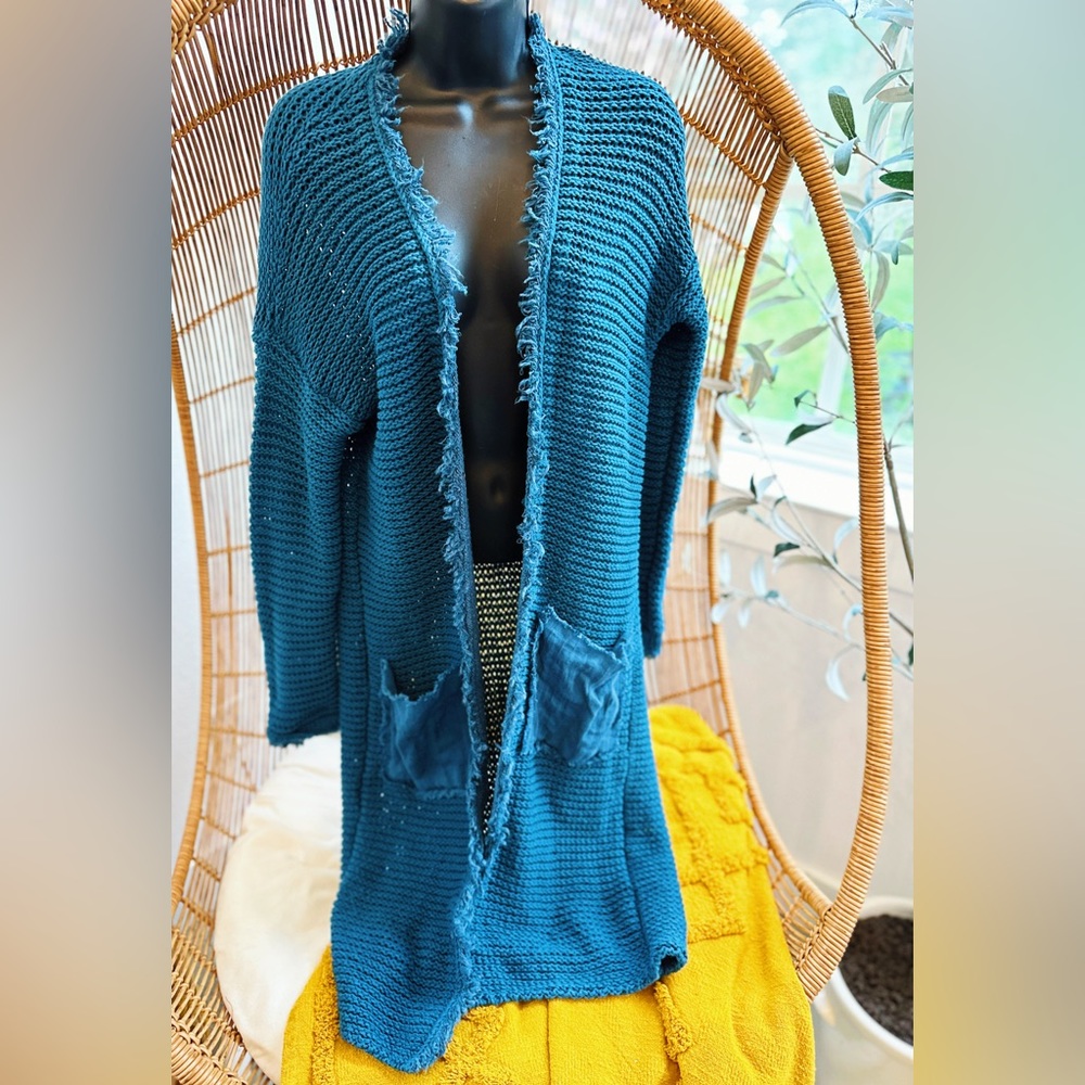 Free People Woodstock Long Boho Knit Duster Cardigan Size Small